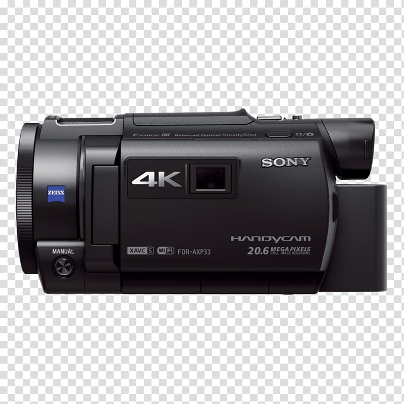 Video Cameras Handycam SteadyShot 4K resolution, video camera transparent background PNG clipart