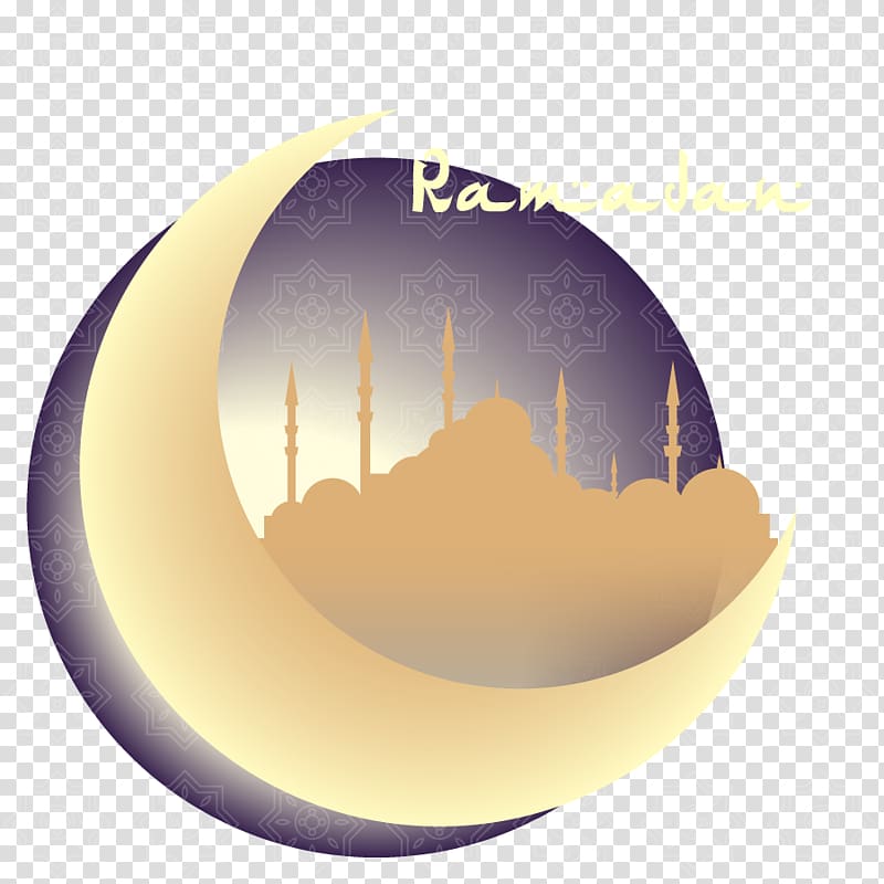 crescent moon with mosque illustration, Ramadan Adobe Illustrator, Ramadan transparent background PNG clipart