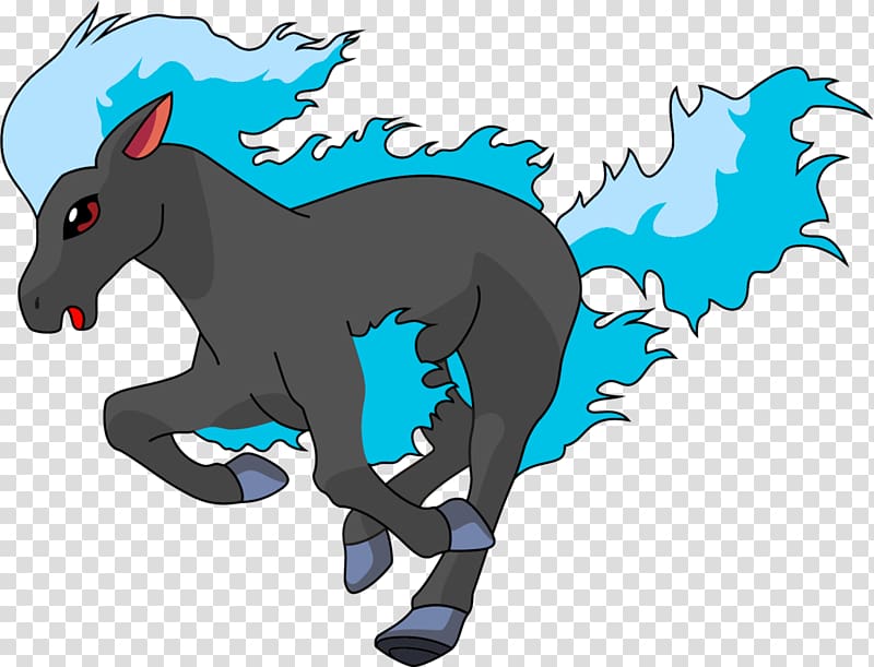 Pokémon FireRed and LeafGreen Pokémon Red and Blue Ponyta Rapidash, Blue Flaming Soccer Ball transparent background PNG clipart