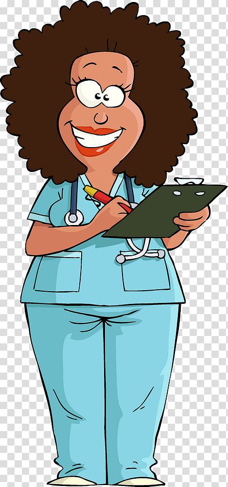 woman holds clip board illustration, Nursing Cartoon Animation , Burst head doctor transparent background PNG clipart