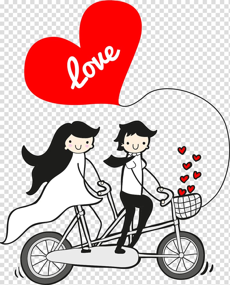 couple riding white tandem bike illustration with love text overlay, Love Poemas de Amor Soul Feeling Te Amo, Couple Cycling transparent background PNG clipart