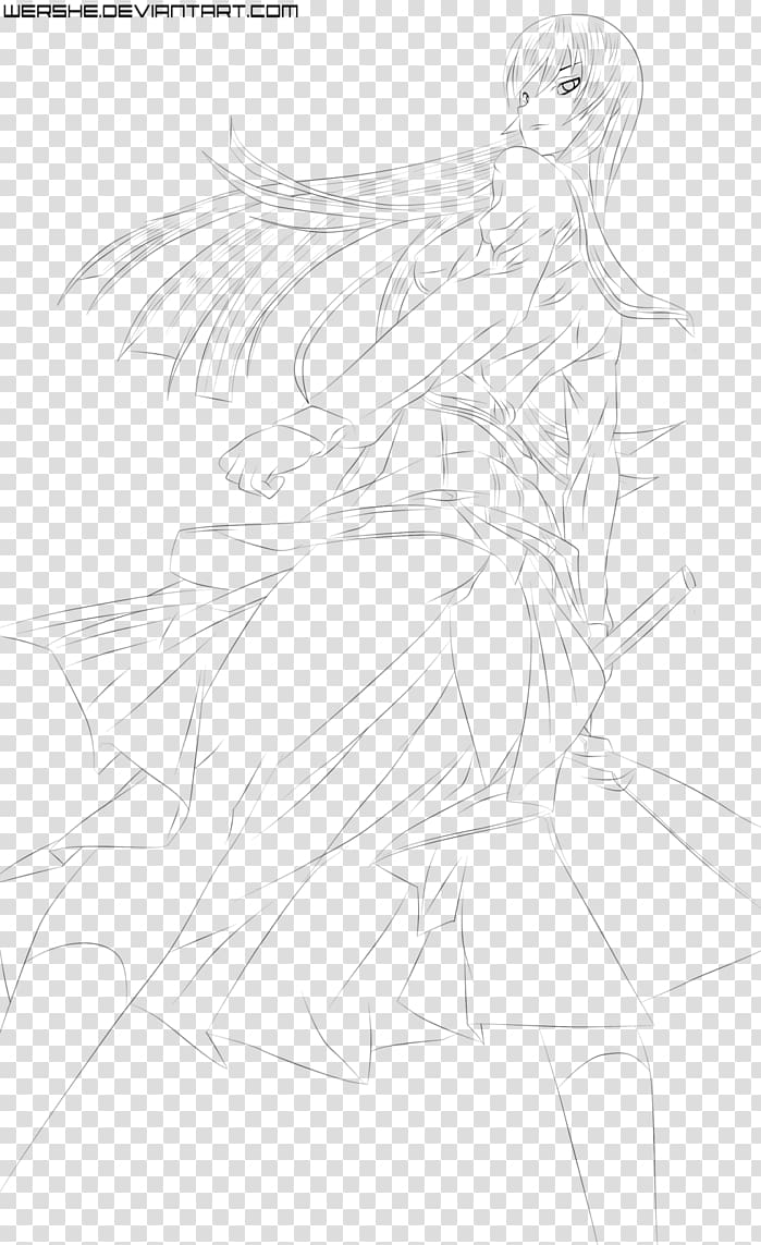 Drawing Line art Cartoon Sketch, high school of the dead transparent background PNG clipart