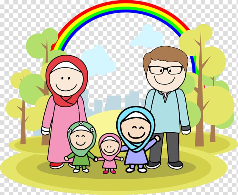 family illustration, Quran Islam Muslim Family Nasheed, Family cartoon transparent background PNG clipart