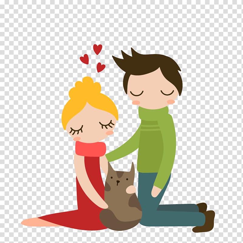 Christmas tree Family couple, loving couple holding cat transparent background PNG clipart