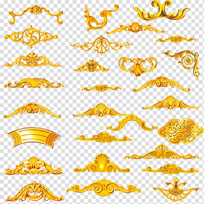 assorted brass-color ornate ideas illustration, Metal , Gold lace transparent background PNG clipart