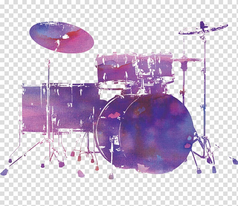 Drums Drummer Tom-tom drum Musical instrument, Purple jazz drum instrument transparent background PNG clipart