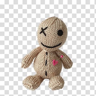 brown knitted doll, Voodoo Doll With Pink Heart transparent background PNG clipart