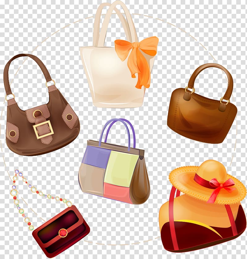 Illustration, handbags and hats transparent background PNG clipart