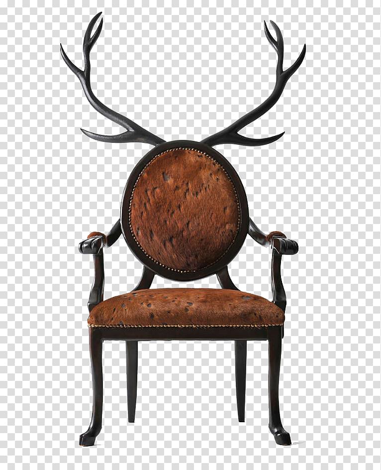 Model 3107 chair Furniture Interior Design Services, Antlers brown retro styling chair transparent background PNG clipart