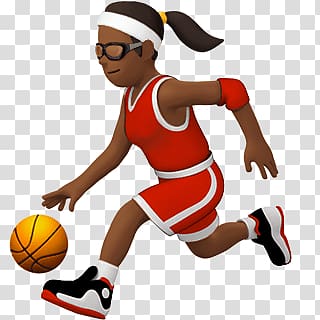 woman playing basketball illustration, Female Basketball Player Apple Emoji transparent background PNG clipart