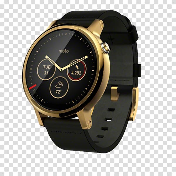 Moto 360 (2nd generation) LG G Watch Mobile Phones Smartwatch, gold transparent background PNG clipart