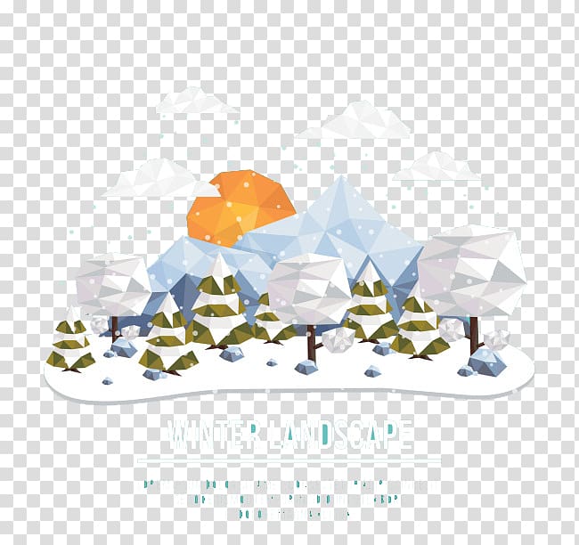 Polygon Computer graphics, Winter Landscape polygon style transparent background PNG clipart