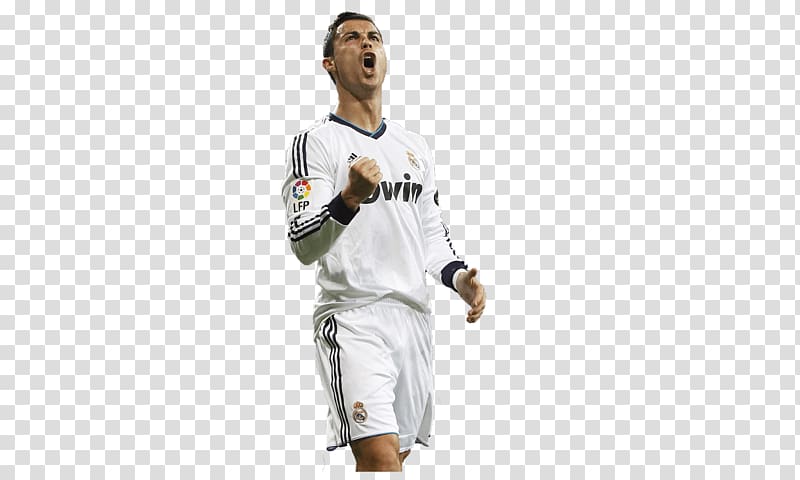 standing Cristiano Ronaldo wearing soccer jersey, Winner Ronaldo transparent background PNG clipart