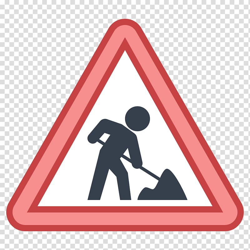 Traffic sign Men at Work Roadworks, construction transparent background PNG clipart