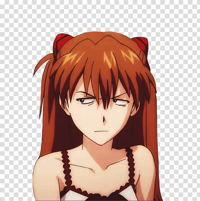 Asuka Langley Soryu Anime Hime cut Video Brown hair, Anime transparent background PNG clipart