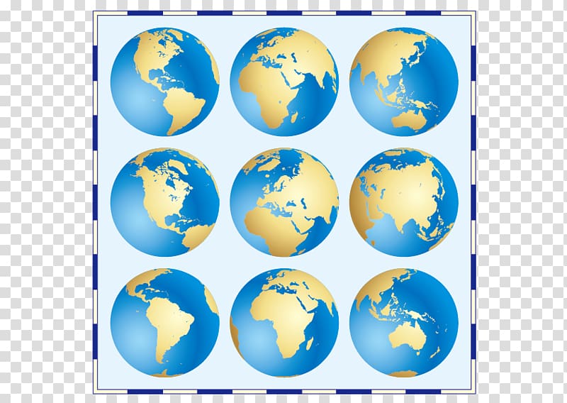 Earth Globe World Continent, Blue Earth every angle transparent background PNG clipart