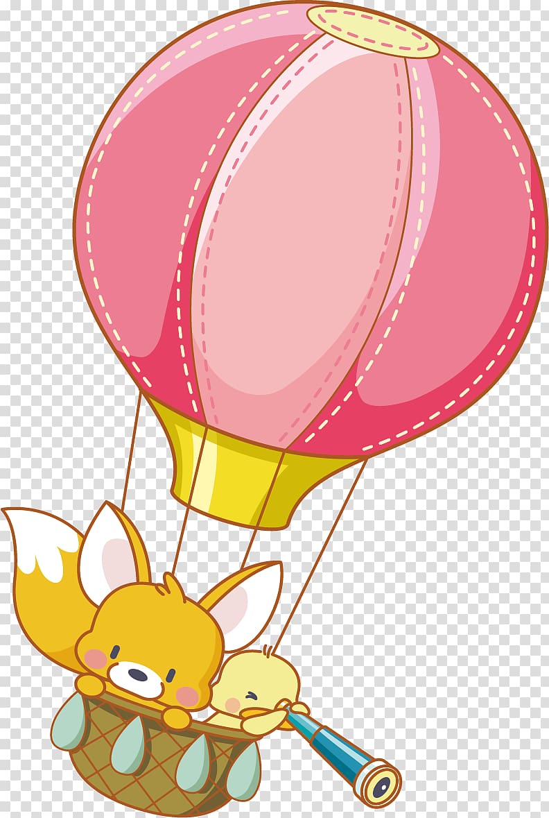 Pink hot air balloon illustration, Cartoon Hot air balloon , Hot air