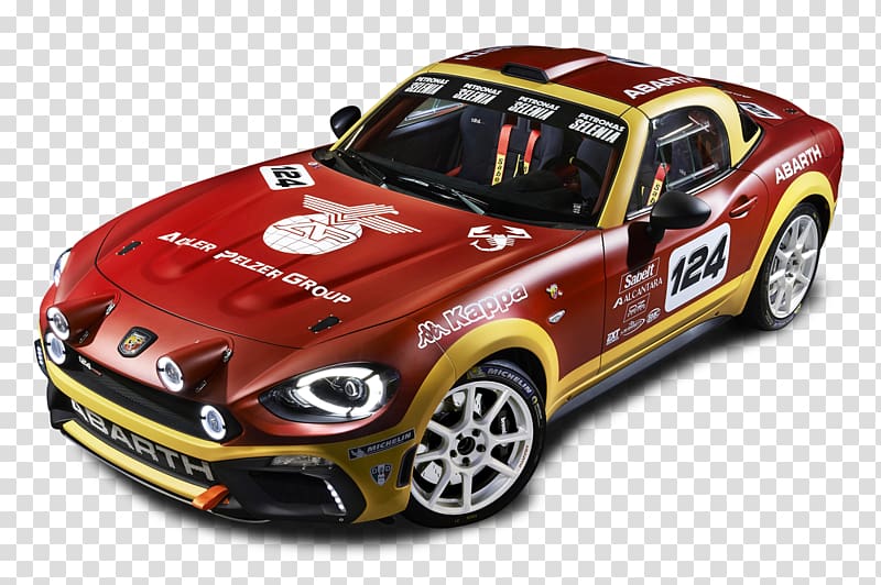 Fiat 124 Spider Mazda MX-5 Car Abarth World Rally Championship, Red Fiat 124 Spider Abarth Rally Car transparent background PNG clipart