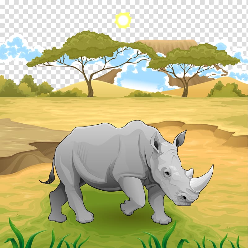 Lion Landscape Euclidean Illustration, Rhino transparent background PNG clipart
