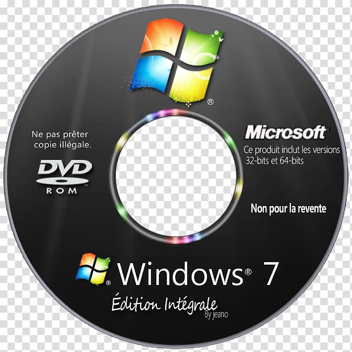 Windows 7 32-bit 64-bit computing Microsoft Windows Windows Vista Ultimate, Windows CD Cover transparent background PNG clipart