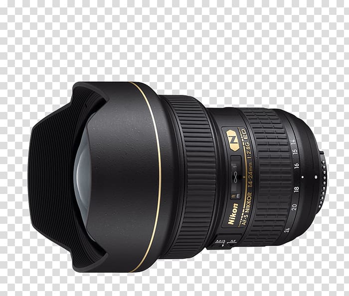 Digital SLR Nikon Zoom-Nikkor Wide Angle 14-24mm F/2.8 Camera lens Nikon AF-S DX Nikkor 35mm f/1.8G, camera lens transparent background PNG clipart
