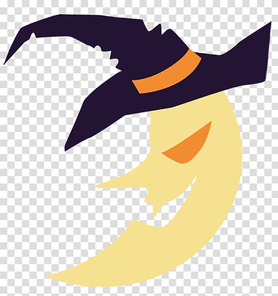 half-moon witch illustration, Beak Bird Duck Swan Goose, Haunted Moon transparent background PNG clipart