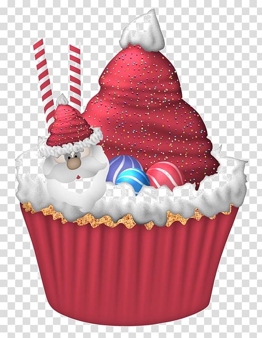 Cupcake Christmas cake Birthday cake Christmas pudding Muffin, Cartoon red cream cake transparent background PNG clipart