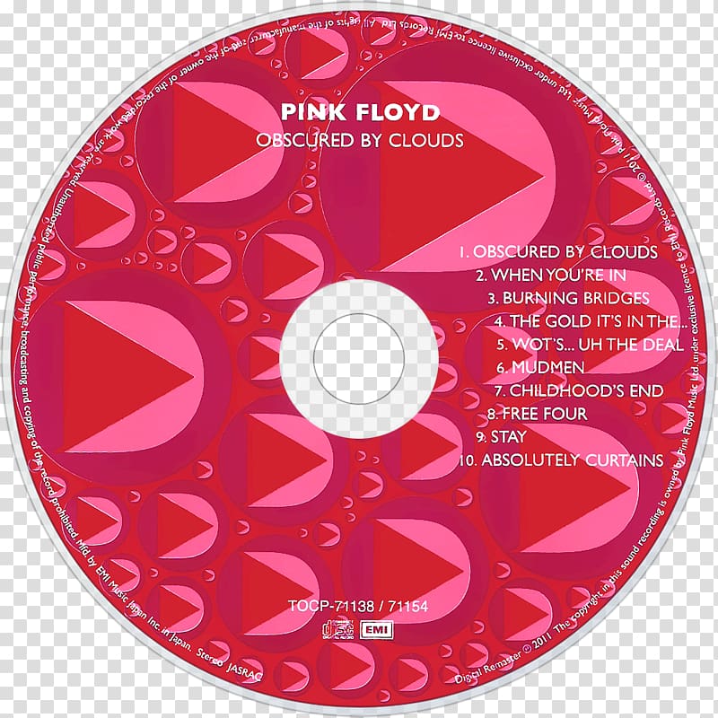 Compact disc The Best of Pink Floyd: A Foot in the Door Obscured by Clouds Music, pink clouds transparent background PNG clipart