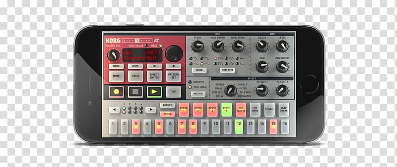 Korg Electribe R Groovebox Drum machine, mobile phone interface transparent background PNG clipart