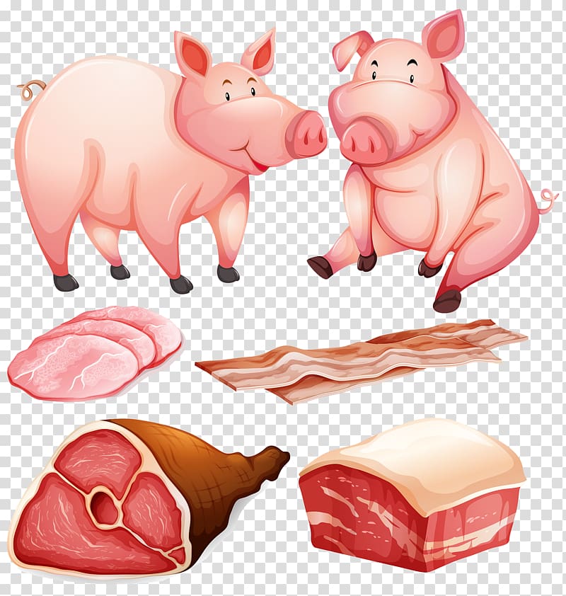 Pig , Cartoon pig and pork ham transparent background PNG clipart