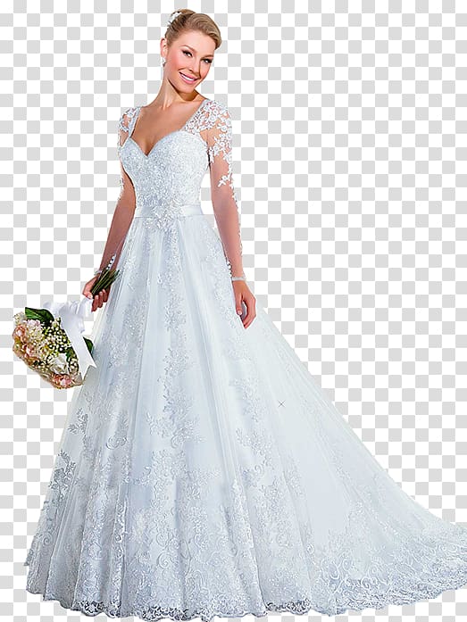 Wedding dress Bride Lace Evening gown, dress transparent background PNG clipart