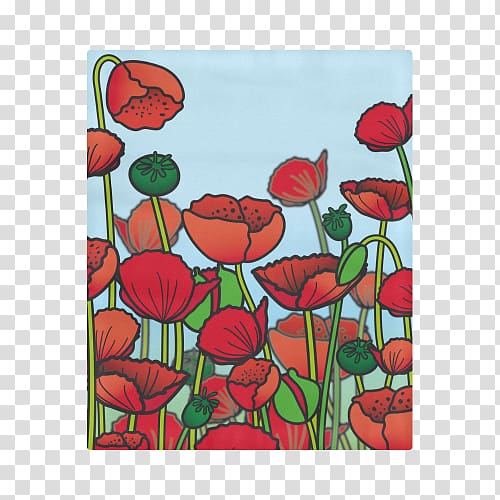 Poppy Floral design Red Rectangle Blanket, All Over Print transparent background PNG clipart
