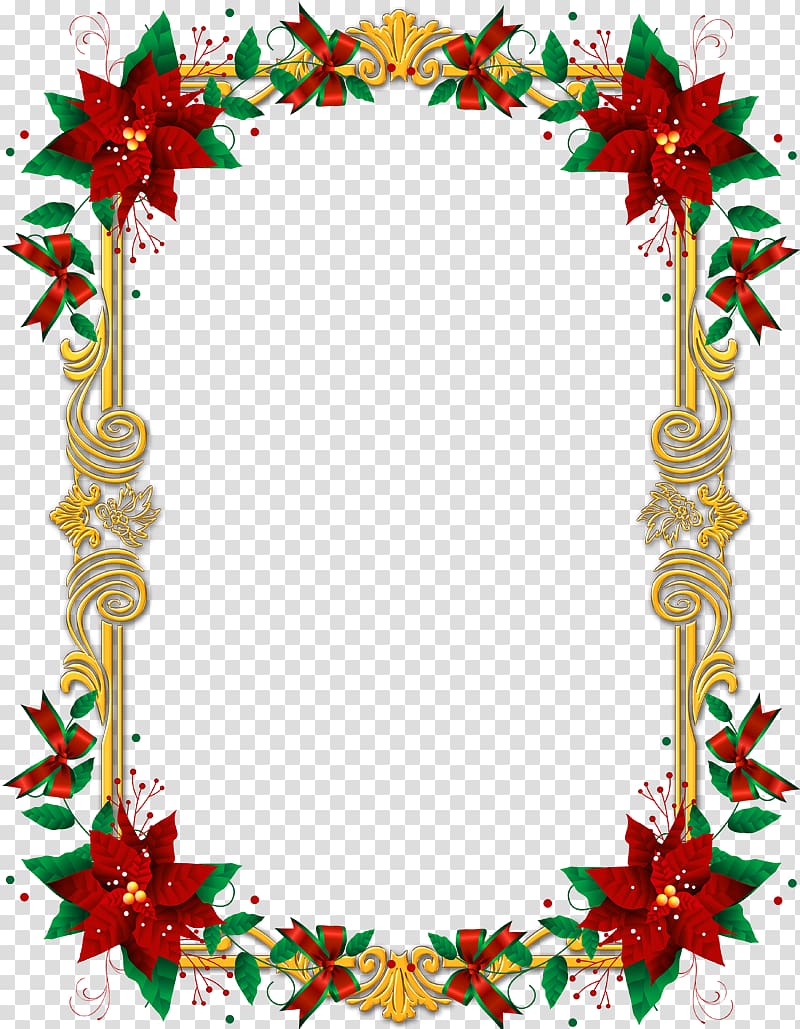 yellow and red template, Borders and Frames Poinsettia Frames Christmas , garland frame transparent background PNG clipart
