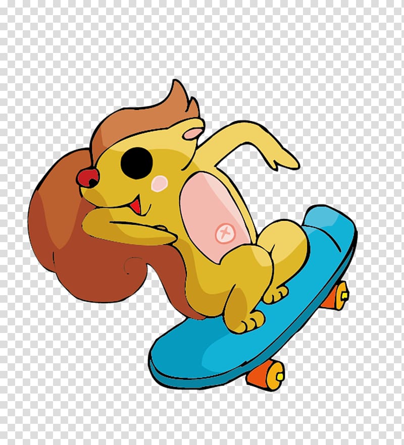 Squirrel, Skateboard cartoon fox transparent background PNG clipart