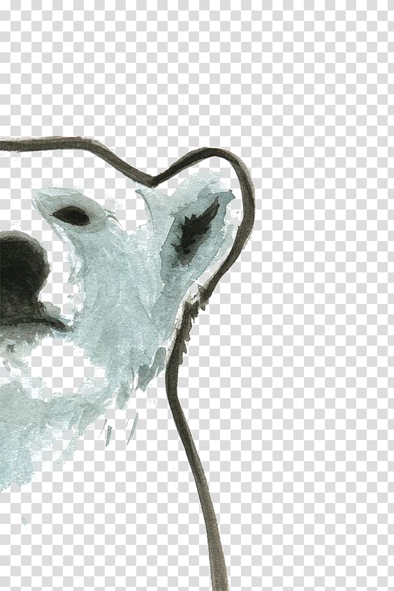 Polar bear Drawing Illustration, Hand-painted polar bear transparent background PNG clipart