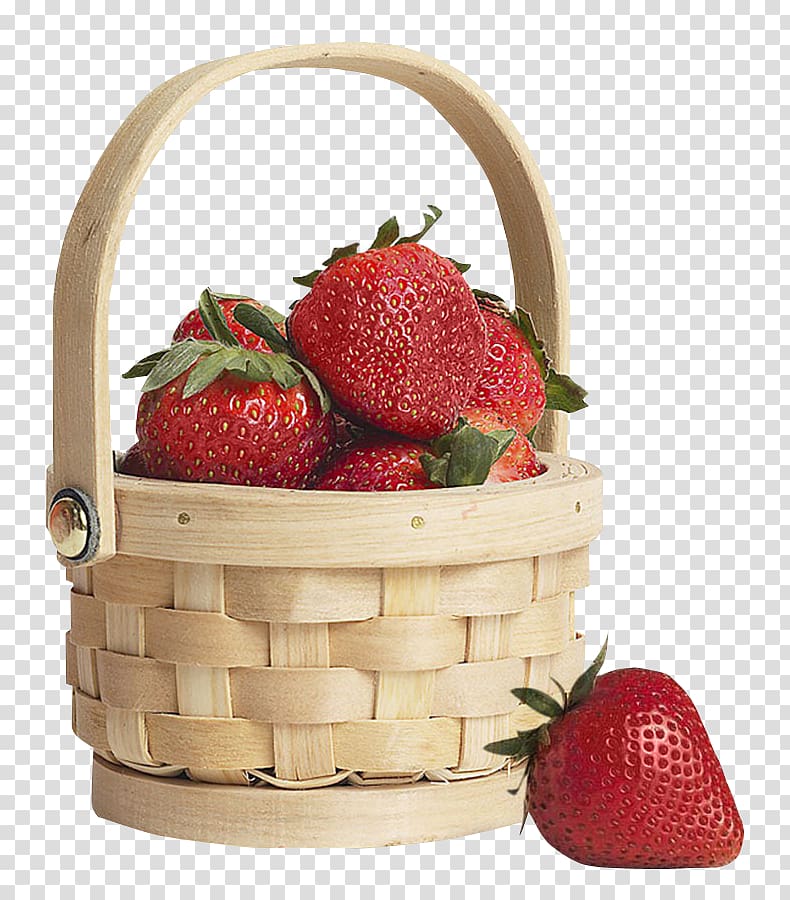 red strawberries in brown wicker basket, Strawberry Frutti di bosco Basket, Strawberry Basket transparent background PNG clipart