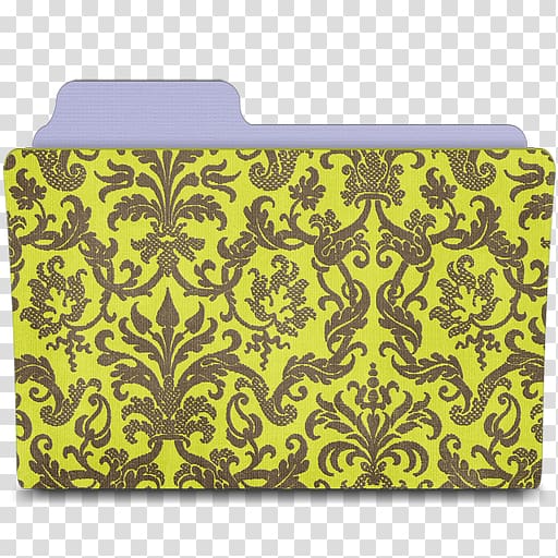 yellow and gray floral folder icon, rectangle yellow visual arts pattern, Folder damask chartreuse transparent background PNG clipart