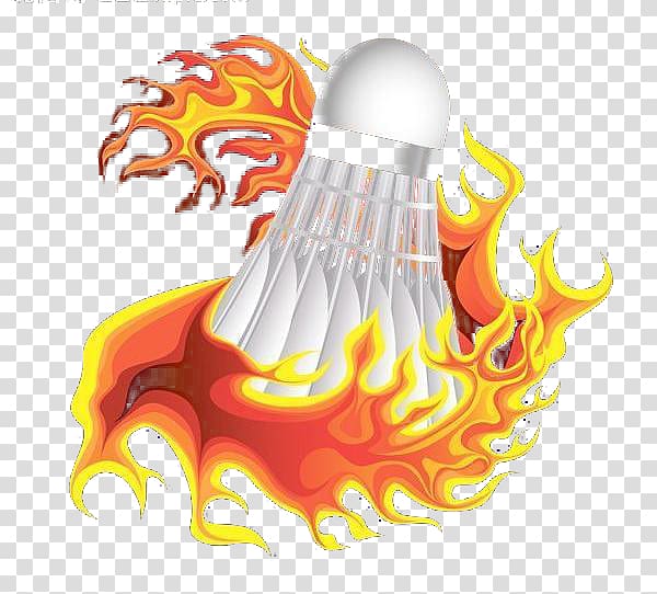 Badminton Fire Light, A ball of fire around Badminton transparent background PNG clipart