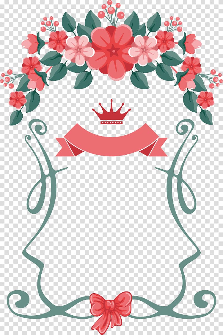 pink and green floral illustration, Illustration, Retro transparent background PNG clipart