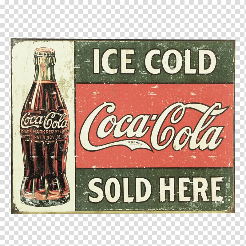 Coca-Cola signage art, Coca Cola Sold Here Vintage Metal Sign transparent background PNG clipart