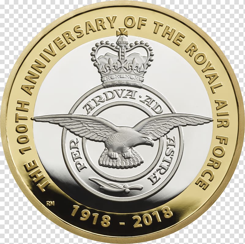 Royal Mint Supermarine Spitfire Royal Air Force Coin Two pounds, Coin transparent background PNG clipart