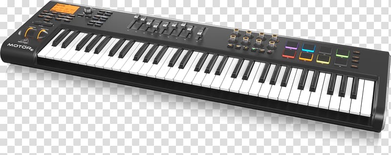 Behringer MOTOR USB MIDI Keyboard Controller Sound Synthesizers MIDI Controllers, musical instruments transparent background PNG clipart