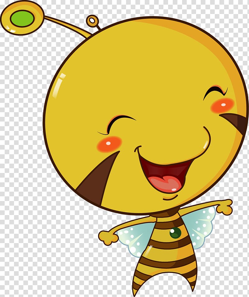 Bee Drawing Animation, painted cute little bee transparent background PNG clipart