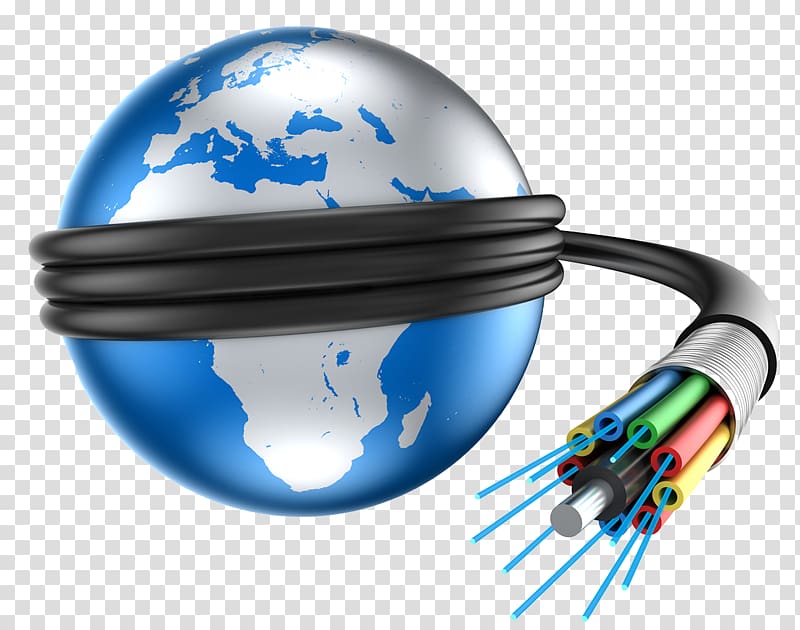 earth with cables illustration, Internet access Internet service provider Broadband Optical fiber, Global data transmission transparent background PNG clipart