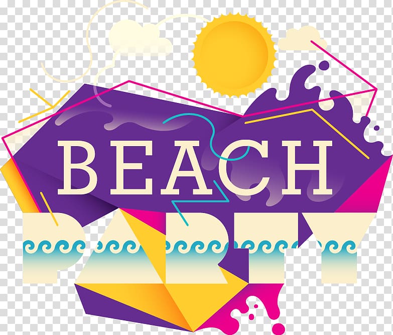 Poster Party Beach Illustration, Abstract irregular shape Monogram transparent background PNG clipart