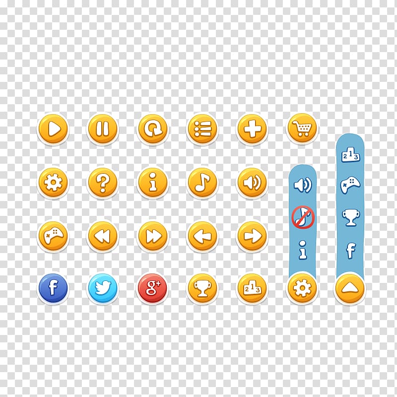 yellow buttons illustration, Graphical user interface Button Game, Game UI button transparent background PNG clipart