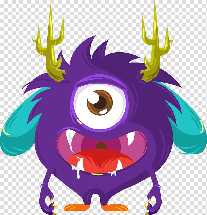 Monster Cartoon, Cartoon eyed monster transparent background PNG clipart