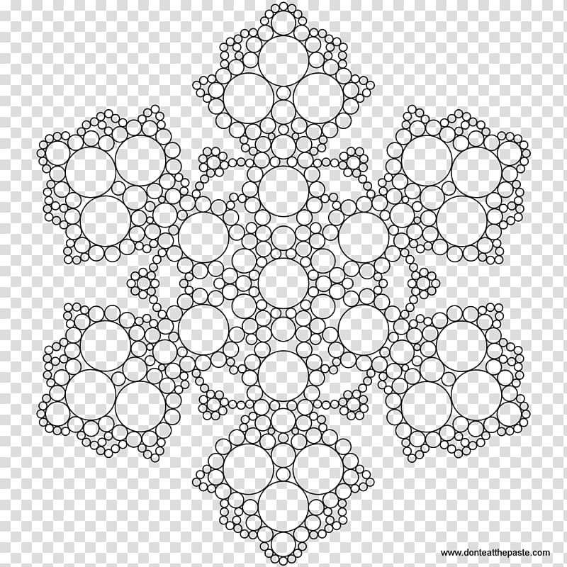Coloring book Koch snowflake Mandala Adult, Snowflake transparent background PNG clipart