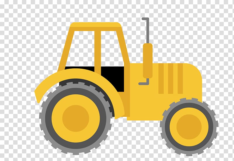 yellow tractor illustration, Tractor Farm Agriculture Combine Harvester, Large tractor material transparent background PNG clipart