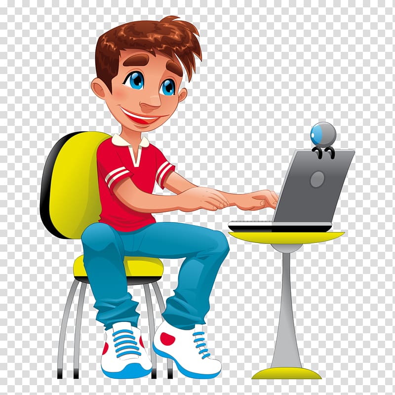 man using laptop cartoon , User transparent background PNG clipart